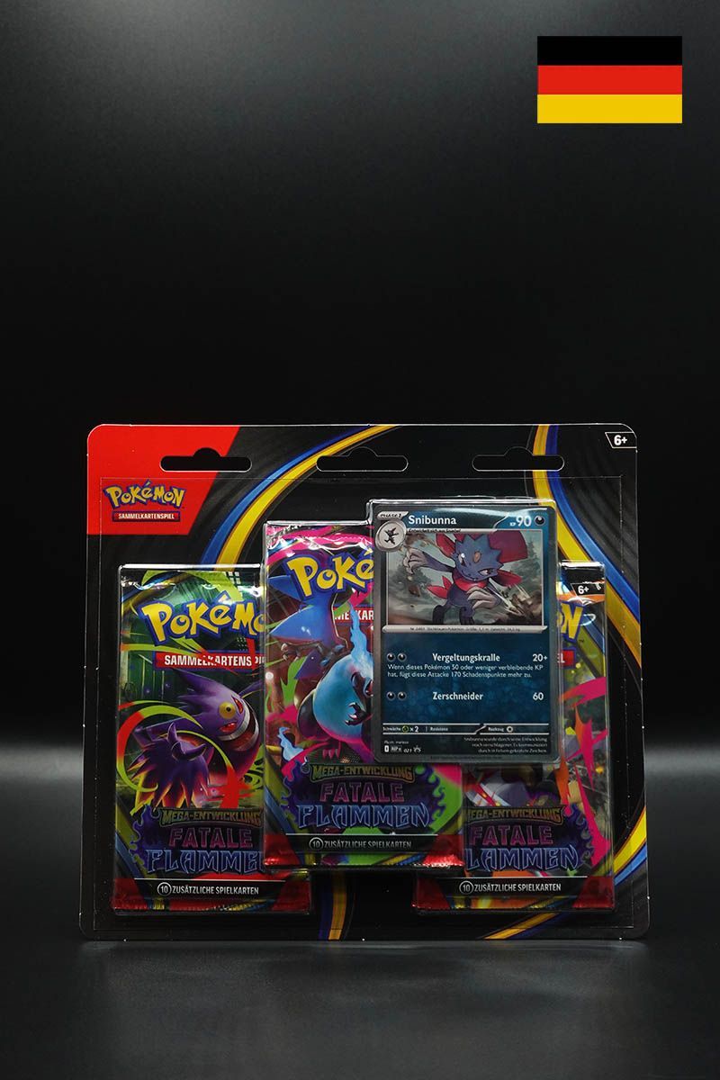 Pokemon - Fatale Flammen - 3 Pack Blister - Deutsch Pokemon - Fatale Flammen - 3 Pack Blister - Deutsch, Optionen:: Snibunna Promo