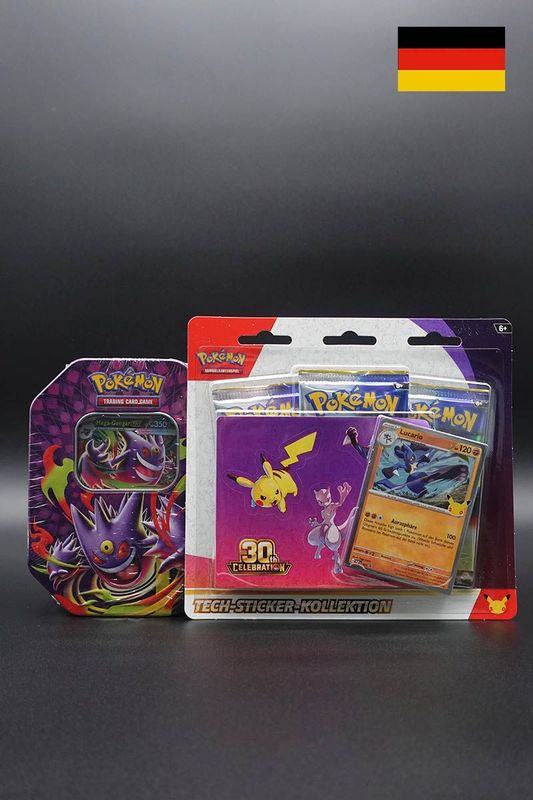 Pokemon - Bundle 30 Jahre Tech Sticker + Mega Gengar ex Tin - Deutsch