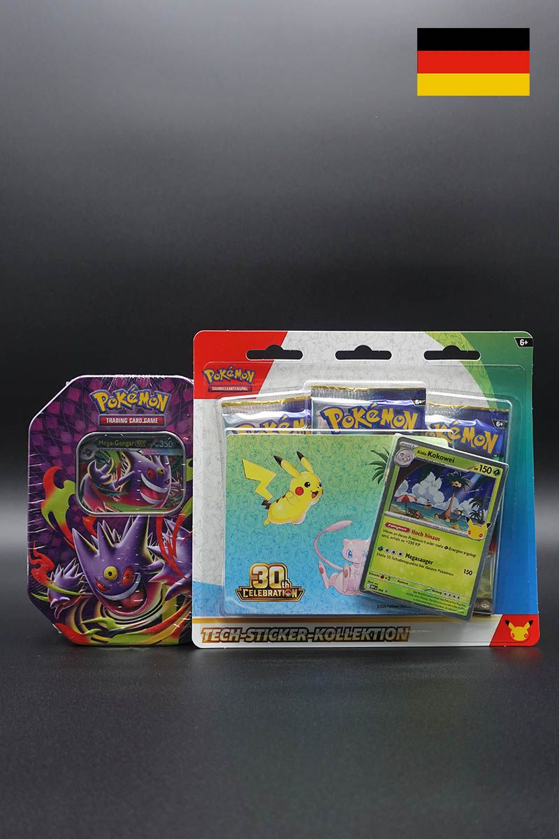 Pokemon - Bundle 30 Jahre Tech Sticker + Mega Gengar ex Tin - Deutsch Versand ab 30.09