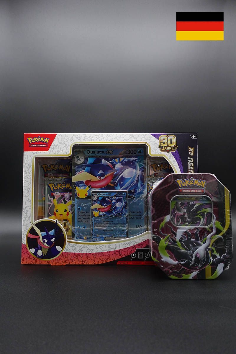 Pokemon - Bundle 30 Jahre Quajutsu ex Kollektion + Mega ex Tin Versand ab 30.09, Optionen:: Bundle mit Mega Darkrai ex Tin