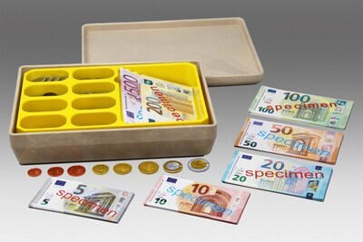 Scatola con Euro - Banconote e monete