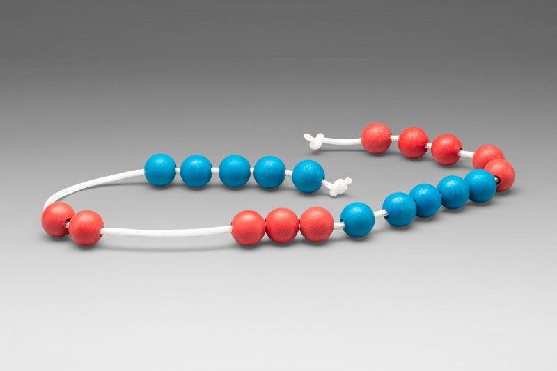 Filo con 20 perle aritmetiche GRANDI rosso/blu