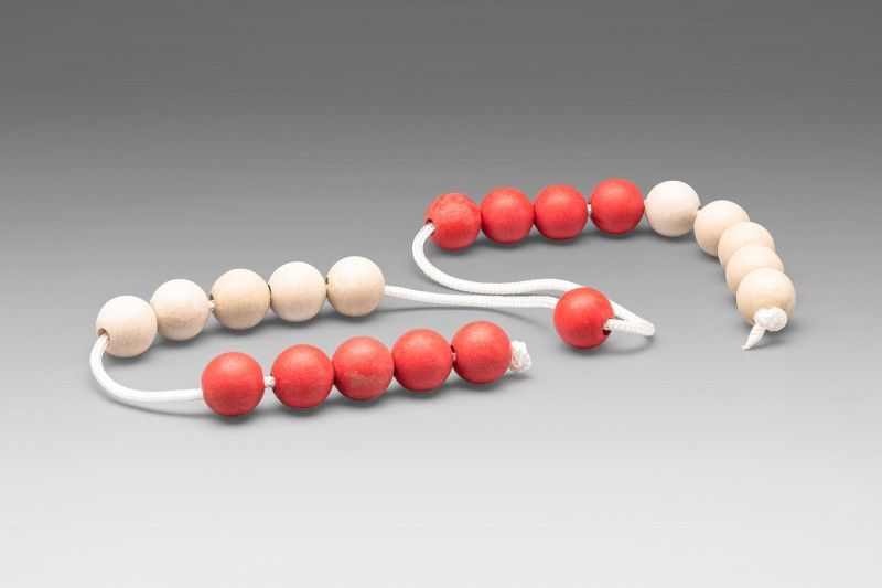 Filo con 20 perle aritmetiche GRANDI rosso/bianco