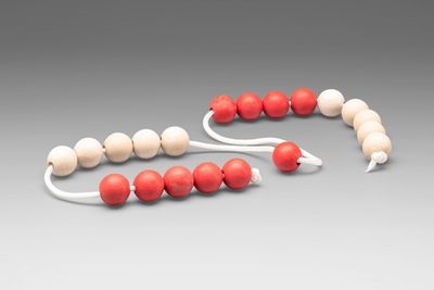 Filo con 20 perle aritmetiche GRANDI rosso/bianco