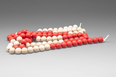 Filo con 100 perle aritmetiche GRANDI rosso/bianco