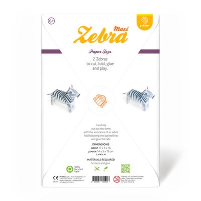Maxi giocattoli di carta zebra