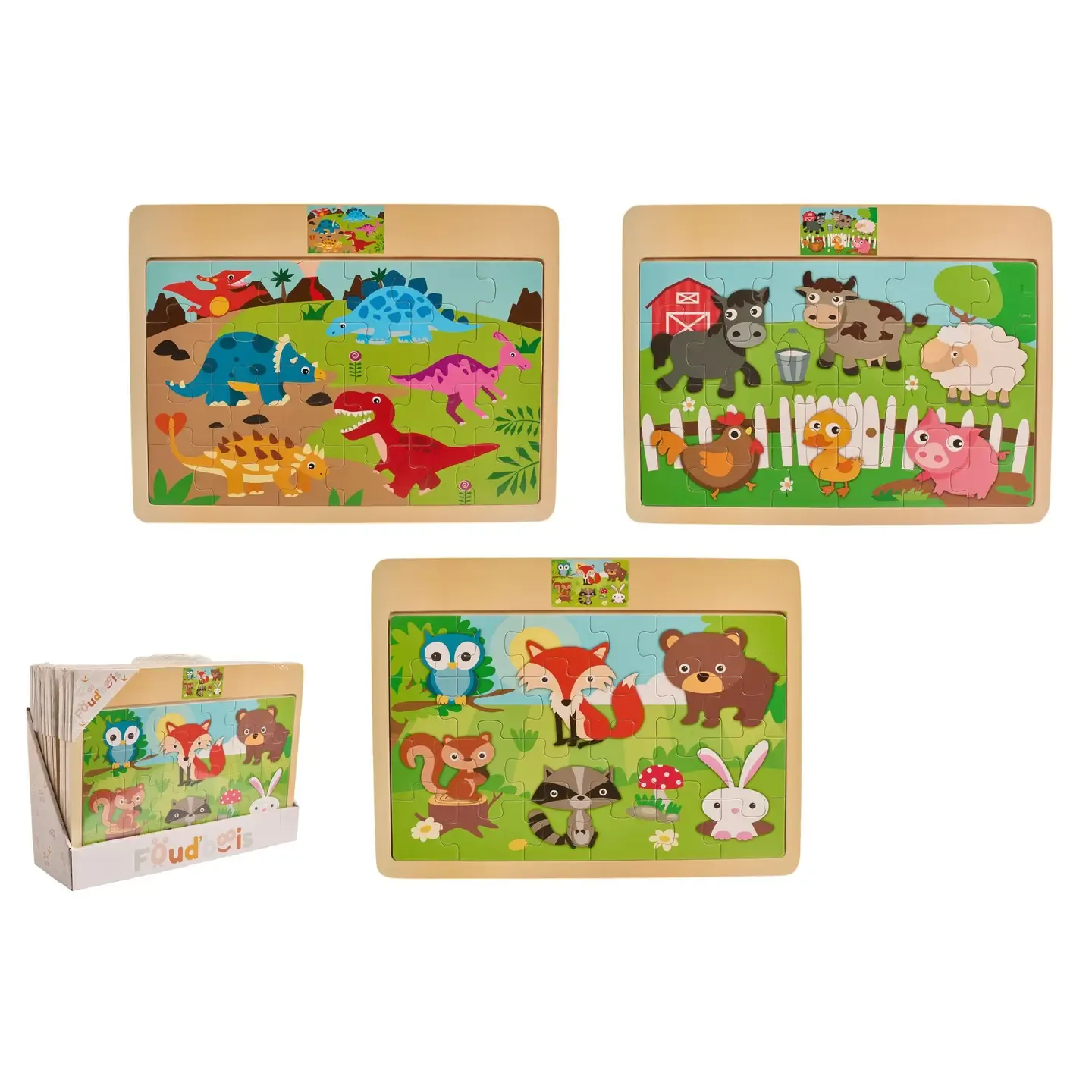 Puzzle Animali 24 Pezzi (dinosauri-mucche-volpi)