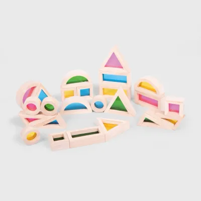 Rainbow Blocks - Set da costruzione blocchi colorati traslucidi in legno