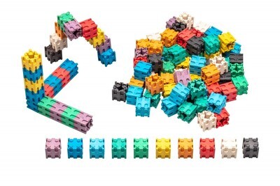 Cubi ad incastro in 10 colori (100 pz) Cubi ad incastro in 10 colori (100 pz)