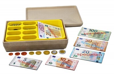 Scatola con Euro - Banconote e monete