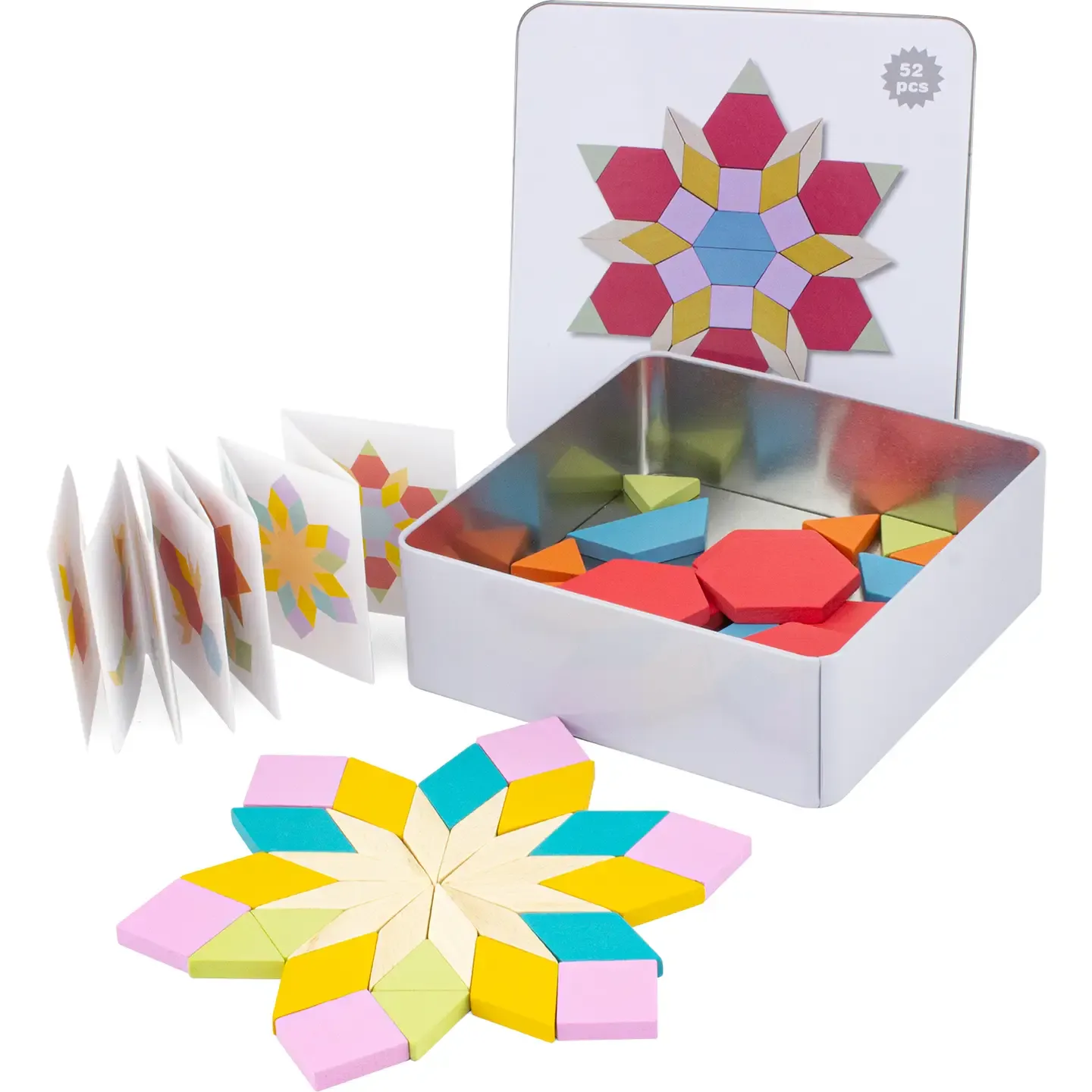 Scatola con Pattern Blocks e figure