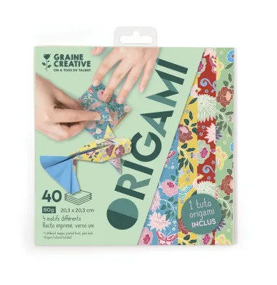 40 fogli origami 20x20 - 4 disegni colori vivaci