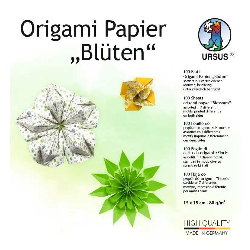 Carta Origami «Fiori» giallo/verde - 15x15 cm 100 fogli Carta Origami «Fiori» giallo/verde - 15x15 cm 100 fogli
