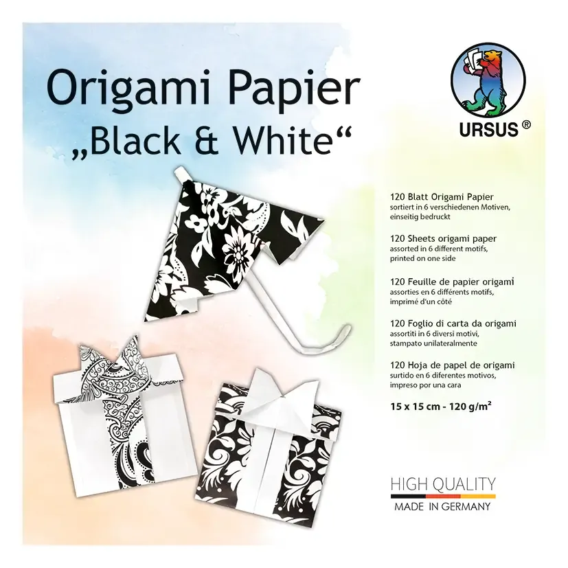 Carta Origami «Bianco e nero» - 15x15 cm 120 fogli