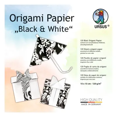 Carta Origami «Bianco e nero» - 15x15 cm 120 fogli