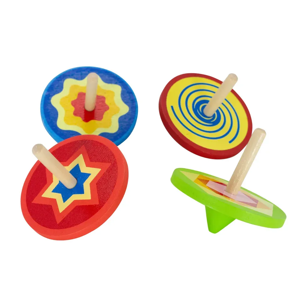 Set di trottole in legno per bambini, con 4 trottole colorate Set di trottole in legno per bambini, con 4 trottole colorate