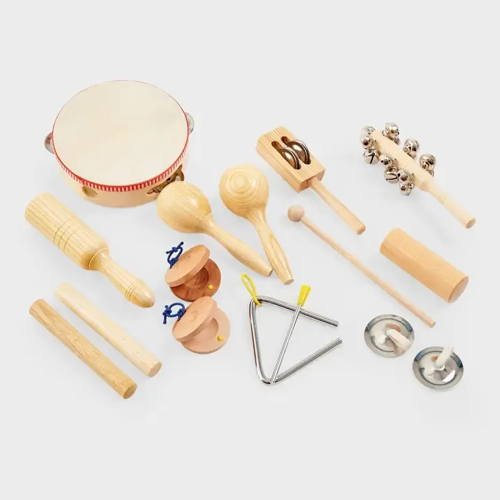 Set per percussioni da 16 pezzi con borsa con cerniera Set per percussioni da 16 pezzi con borsa con cerniera