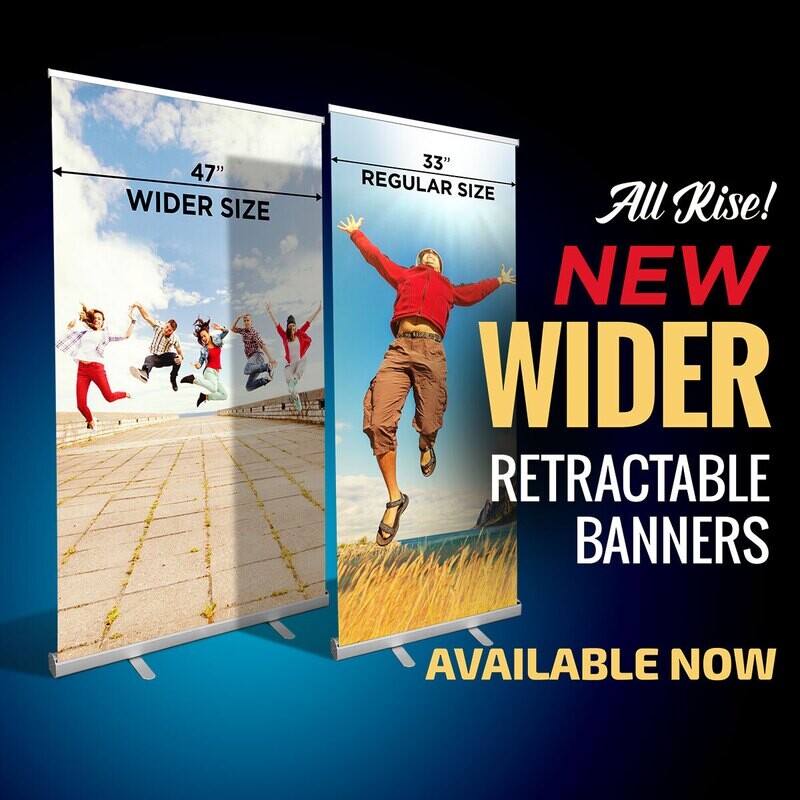 NEW &quot;WIDER&quot; Retractable Banner Stands