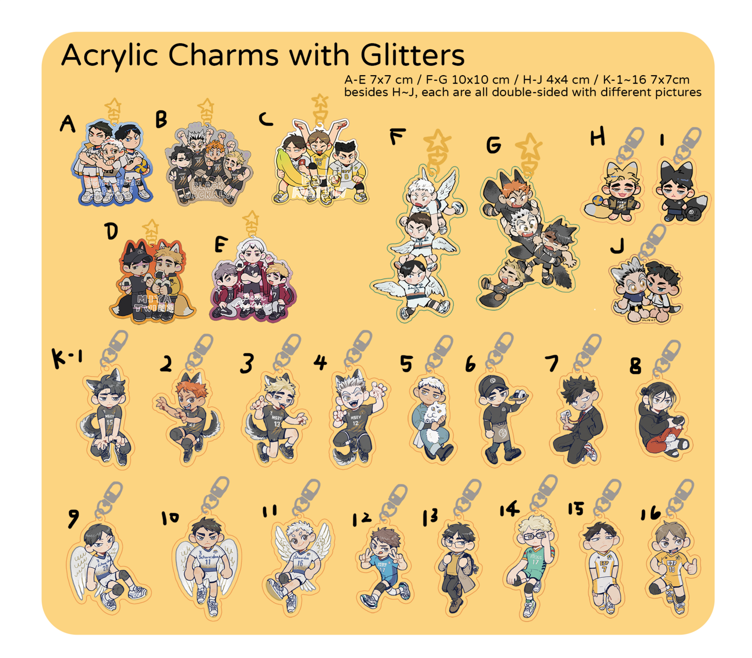 [IS] Haikyuu!! Merch by muto - Acrylic Charms (Glitter)