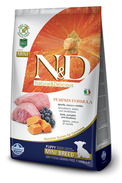 Farmina N&amp;D Pumpkin Lamb &amp; Blueberry Mini Puppy Dog Dry Food - 5.5-Pound