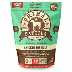Primal BULK Patties Chicken Formula Raw Frozen Dog Food 18lbs - 8oz patties