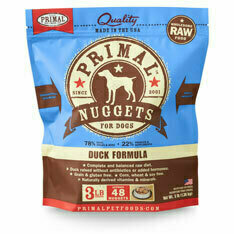 Primal Raw Nuggets Duck Formula Raw Frozen Dog Food - 3 Pounds