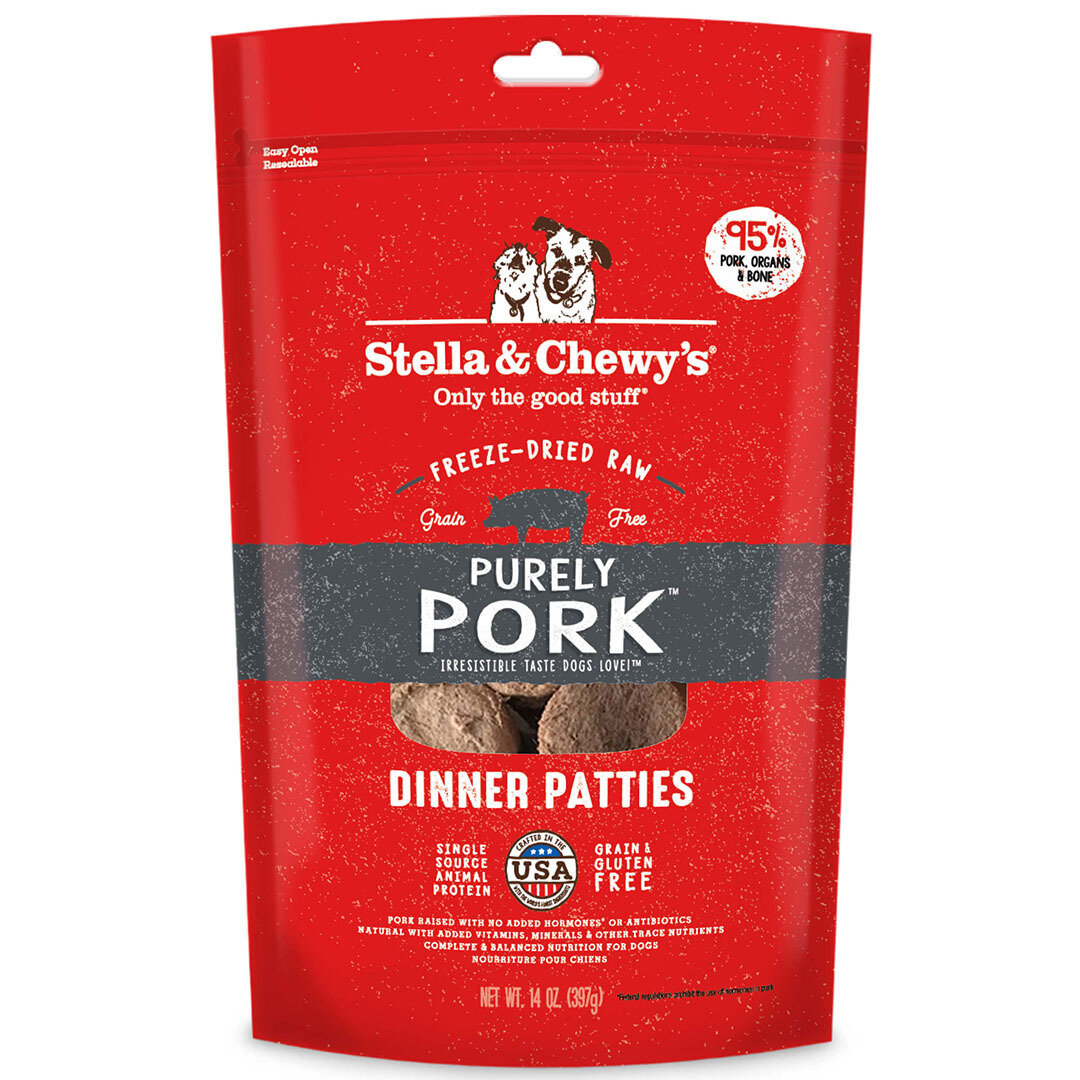 Stella &amp; Chewy&#39;s Dinner Patties Freeze-Dried Dog Food - Purely Pork, 14 oz. bag