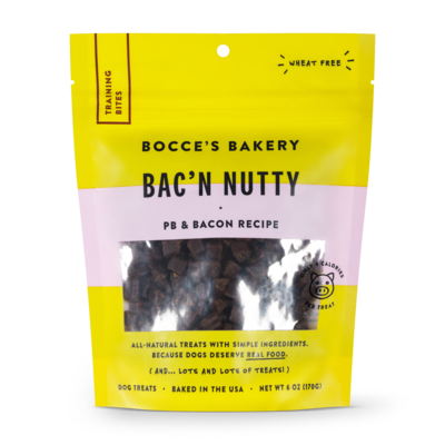 Bocce&#39;s Bakery Everyday Bac N&#39; Nutty Peanut Butter &amp; Bacon Recipe Training Bites Dog Treats - 6 oz.
