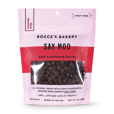 Bocce&#39;s Bakery Everyday Say Moo Beef &amp; Cheddar Recipe Training Bites Dog Treats - 6 oz.