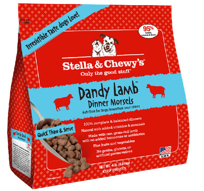 Stella &amp; Chewy&#39;s Dandy Lamb Dinner Morsels Grain-Free Raw Frozen Dog Food - 4 Pound