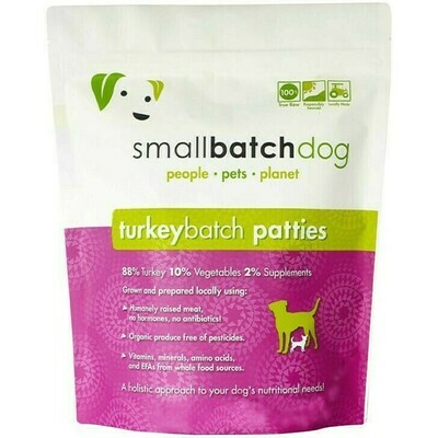 Small Batch Dog Turkey Batch 8 oz. Patties Raw Frozen Dog Food - 6 Pound