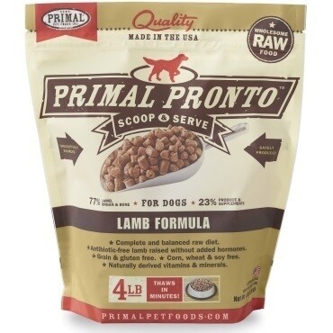 Primal Pronto Raw Lamb Formula Raw Frozen Dog Food 4#
