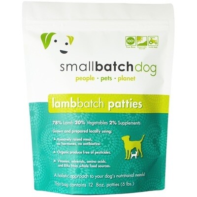 Small Batch Dog Lamb Batch 8 oz. Patties Raw Frozen Dog Food - 6 Pound