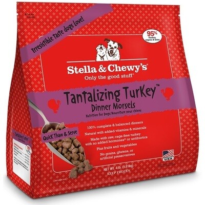 Stella &amp; Chewy&#39;s Tantalizing Turkey Dinner Morsels Grain-Free Raw Frozen Dog Food - 4 Pound