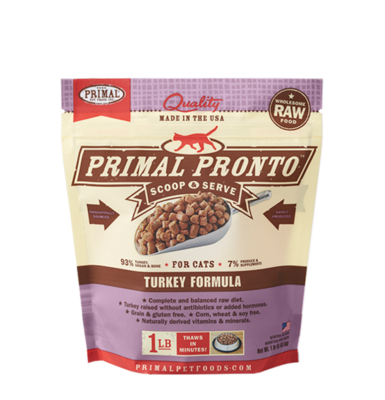 Primal Pronto Raw Turkey Frozen Cat Food 1#