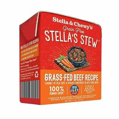 Stella &amp; Chewy&#39;s Stews Stella&#39;s Grain Free Stew Grass Fed Beef Recipe Canned Dog Food, 11 oz.
