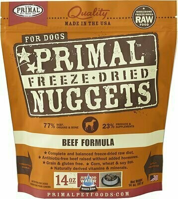 Primal Beef Formula Nuggets Grain-Free Raw Freeze-Dried Dog Food - 5.5 oz. bag