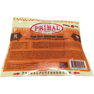 Primal Raw Beef Marrow Bone Raw Frozen Dog Treat - Medium - 1 Pack