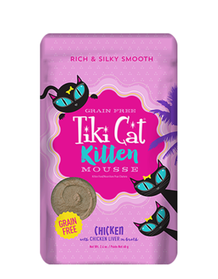 Tiki Cat Velvet Mousse Kitten Chicken &amp; Chicken Liver Wet Cat Food Pouch - 2.4 oz.