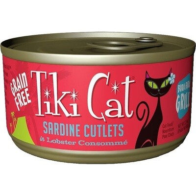 Tiki Cat Bora Bora Grill Sardine Cutlets in Lobster Consomme Grain-Free Canned Cat Food - 2.8 oz.