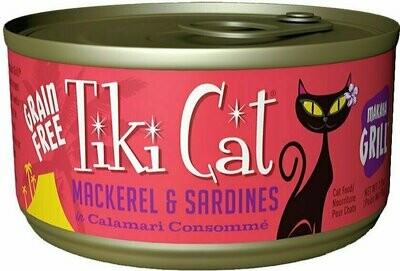 Tiki Cat Makaha Grill Mackerel &amp; Sardine in Calamari Consomme Grain-Free Canned Cat Food - 6 oz.