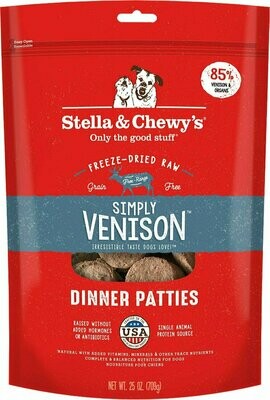 Stella &amp; Chewy&#39;s Freeze-Dried Raw Simply Venison Dinner Patties Dog Food - 25 oz. bag
