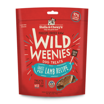 Stella &amp; Chewy&#39;s Lamb Wild Weenies Freeze-dried Raw Dog Treats, 3.25-oz