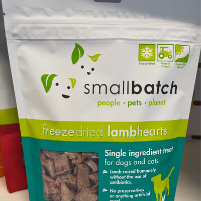 Small Batch Dog Freeze Dried Lamb Hearts 3.5oz