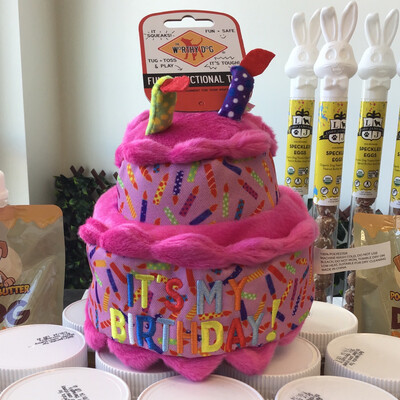 The Worthy Dog Pink Birthday Cake Toy