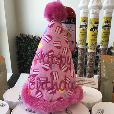 The Worthy Dog Pink Birthday Hat Toy