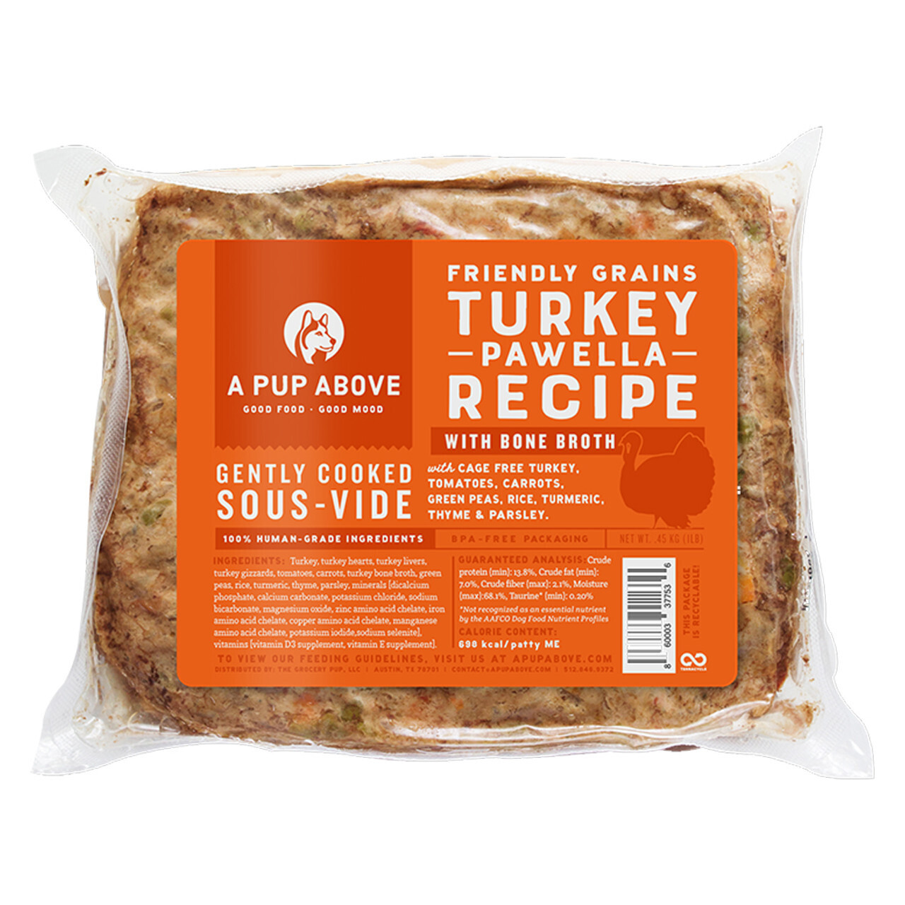 A Pup Above Friendly Grains Turkey Pawella 1lb