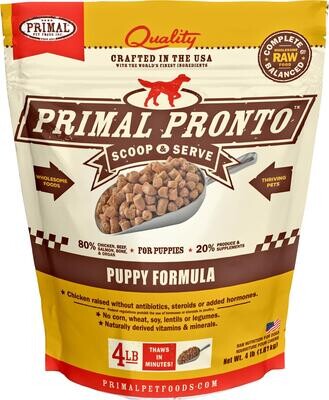 Primal Pronto Raw Puppy Chicken Formula Raw Frozen Dog Food - 4 Pound