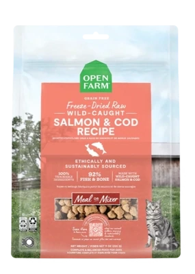 Open Farm Freeze-Dried Raw Mixer for Cats Wild Caught Salmon and Cod Recipe 3.5oz