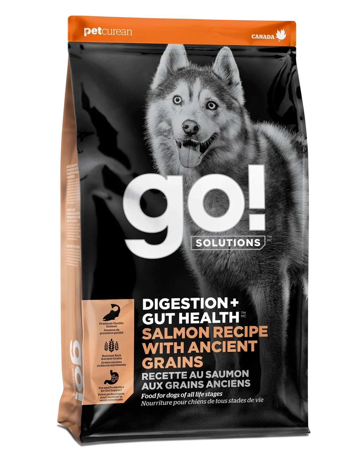 Petcurean Go! Solutions Dog Digestion &amp; Gut Health Salmon Recipe w Grains 3.5#